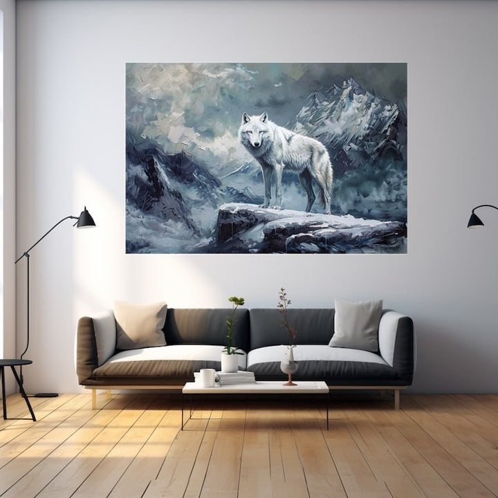 Peinture Acrylique Loup, art mural décoration nature