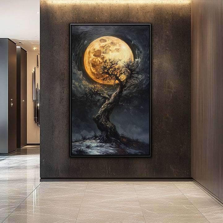Peinture Acrylique Lune, art mural décoration nature