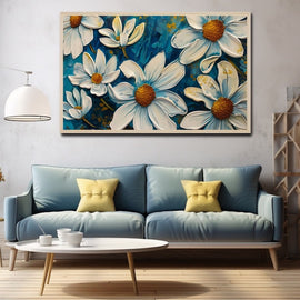 Peinture Acrylique Marguerite, art mural décoration nature