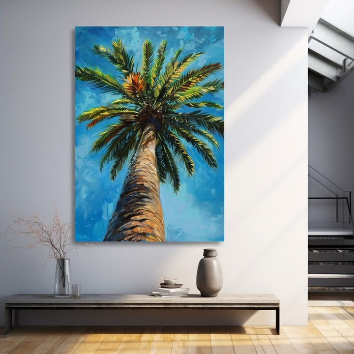 Peinture Acrylique Palmier, art mural décoration nature