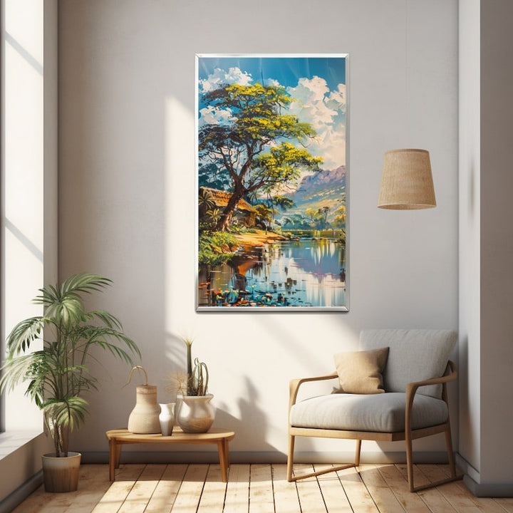 Peinture Acrylique Paysage Africain, art mural décoration nature