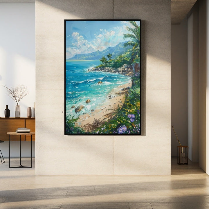 Peinture Acrylique Paysage Bord de Mer, art mural décoration nature