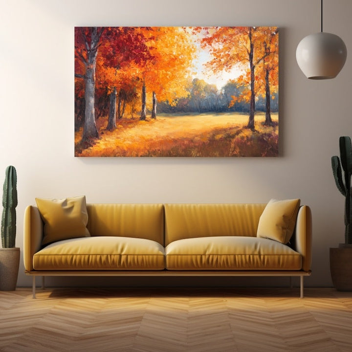 Peinture Acrylique Paysage d'Automne, art mural décoration nature