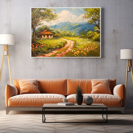 Peinture Acrylique Campagne Printemps Fleurs, art mural décoration nature