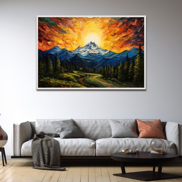 Peinture Acrylique Paysage de Montagne, art mural décoration nature