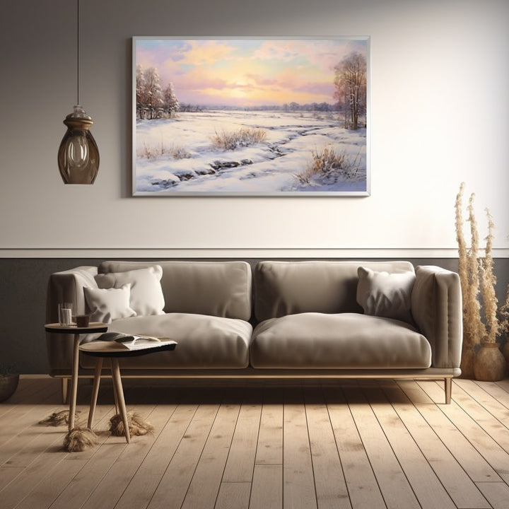 Peinture Acrylique Paysage de Neige, art mural décoration nature
