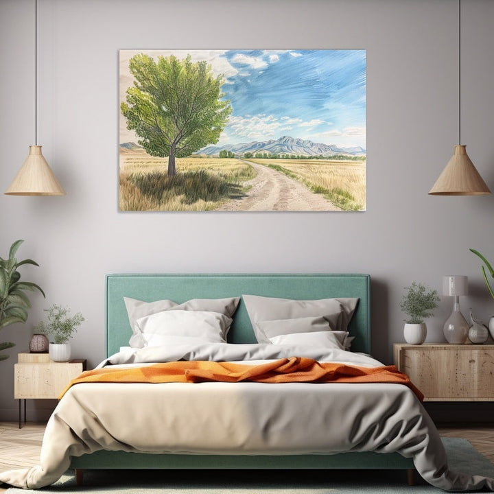 Peinture Acrylique Paysage Dessin, art mural décoration nature