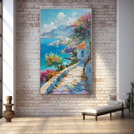 Peinture Acrylique Paysage Grec, art mural décoration nature