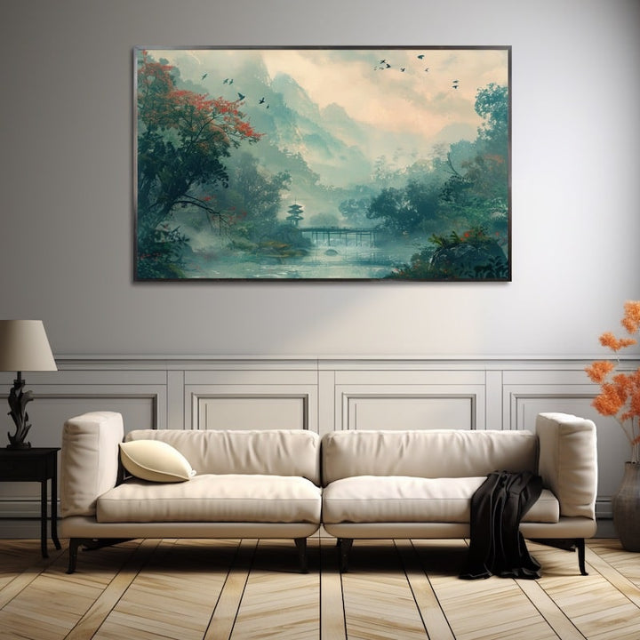 Peinture Acrylique Paysage Japonais, art mural décoration nature