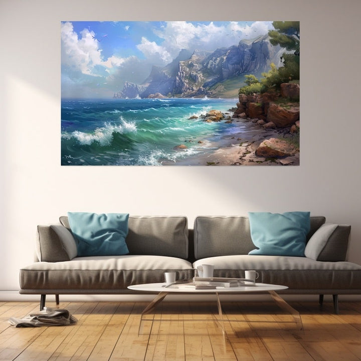 Peinture Acrylique Paysage Marin, art mural décoration nature