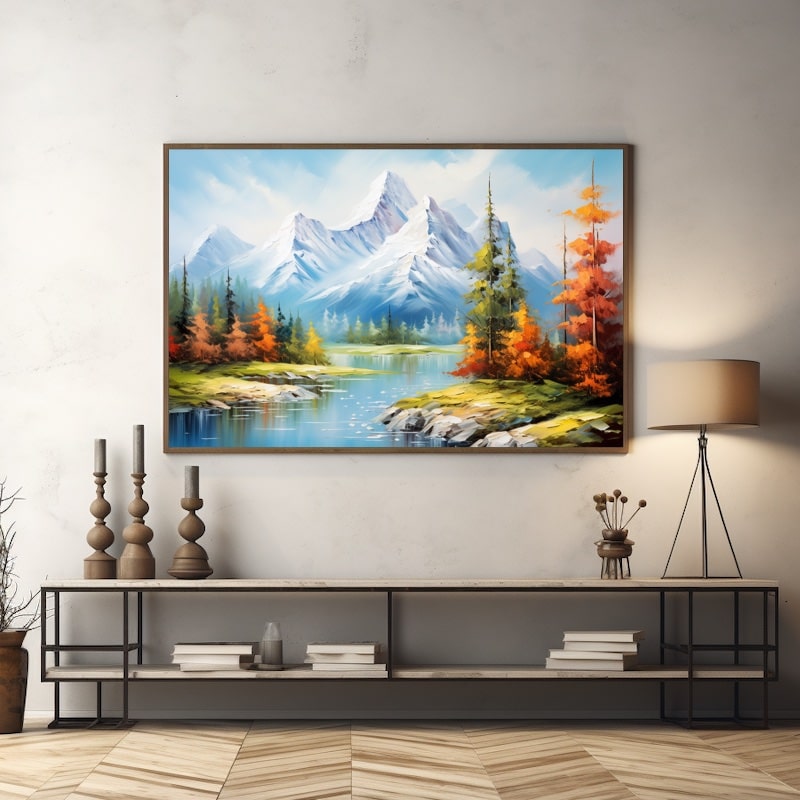 Peinture Acrylique Cimes d'Automne, art mural décoration nature