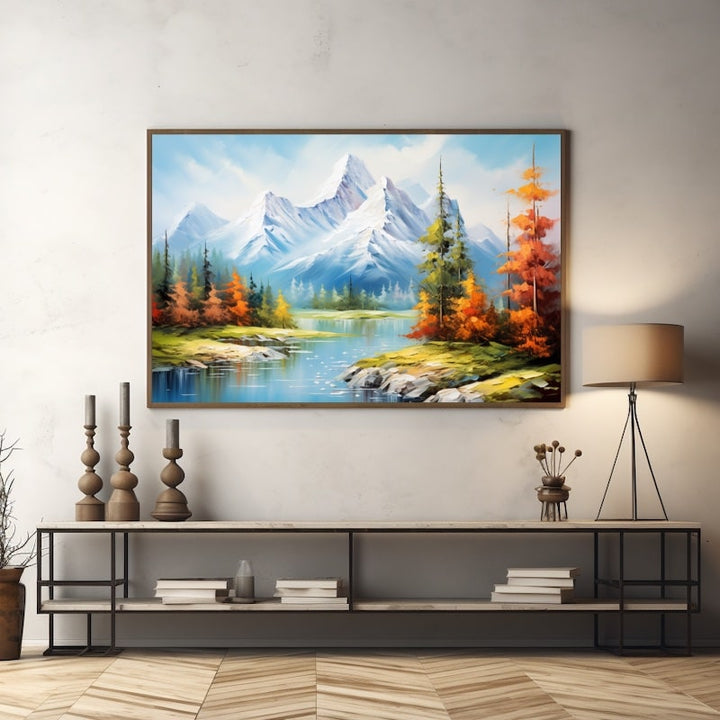 Peinture Acrylique Cimes d'Automne, art mural décoration nature