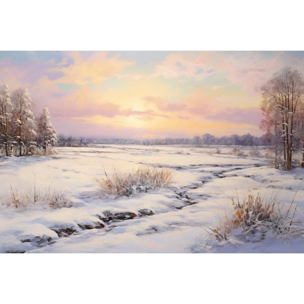 Peinture Acrylique Paysage de Neige, art mural décoration nature