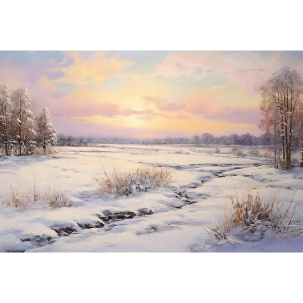 Peinture Acrylique Paysage de Neige, art mural décoration nature