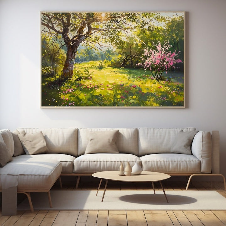 Peinture Acrylique Paysage Printemps, art mural décoration nature