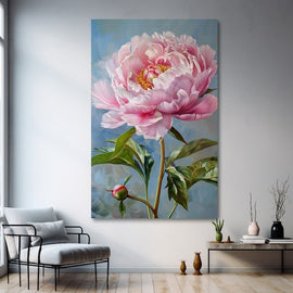 Peinture Acrylique Pivoine, art mural décoration nature