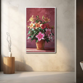 Peinture Acrylique Pot de Fleurs, art mural décoration nature