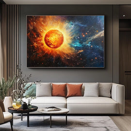 Peinture Acrylique Soleil, art mural décoration nature