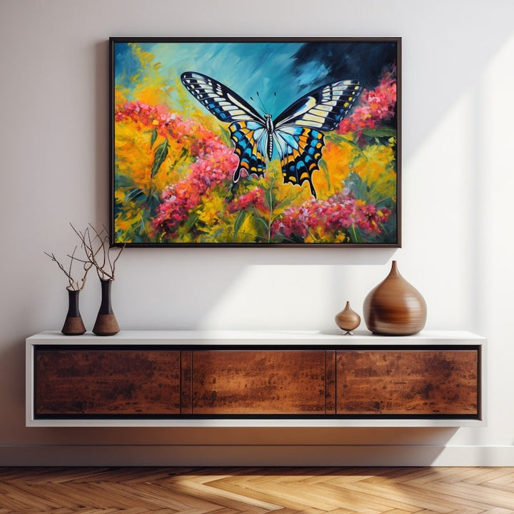 Peinture Acrylique sur Toile Papillon, art mural décoration nature