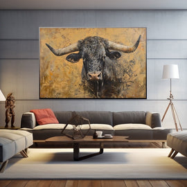 Peinture Acrylique Taureau, art mural décoration nature