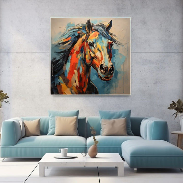 Peinture Acrylique Tête de Cheval, art mural décoration nature