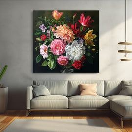 Peinture Acrylique Fleurs en Vase Multicolore, art mural décoration nature
