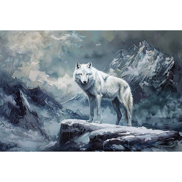 Peinture Acrylique Loup, art mural décoration nature