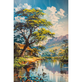 Peinture Acrylique Paysage Africain, art mural décoration nature