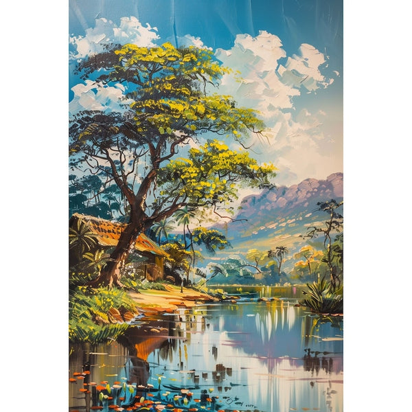 Peinture Acrylique Paysage Africain, art mural décoration nature
