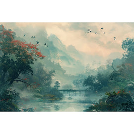 Peinture Acrylique Paysage Japonais, art mural décoration nature
