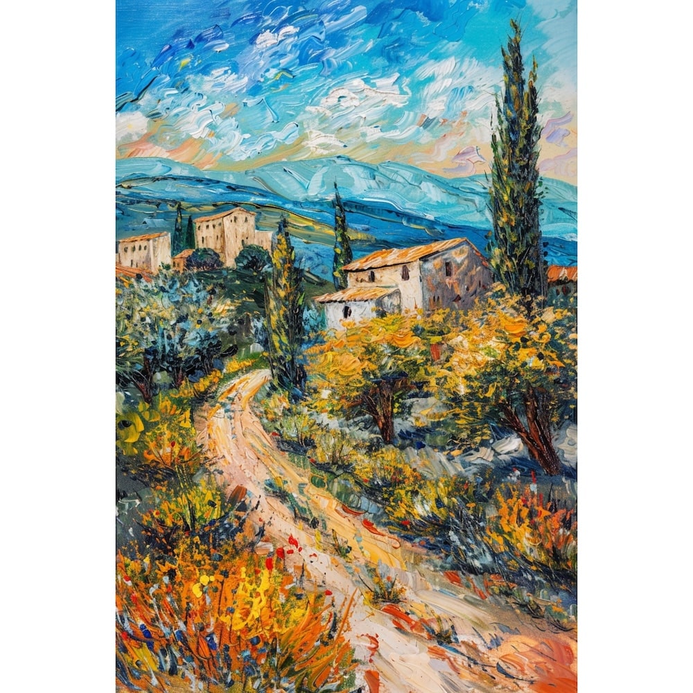 Peinture Acrylique Paysage Provençal, art mural décoration nature