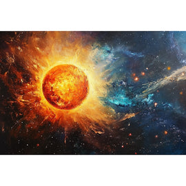 Peinture Acrylique Soleil, art mural décoration nature