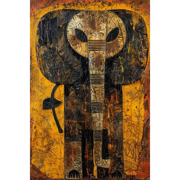 Peinture Africaine Éléphant, art mural décoration nature