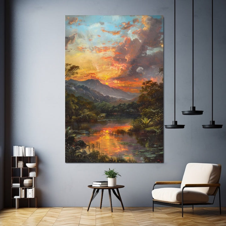 Peinture Ancienne Paysage, art mural décoration nature