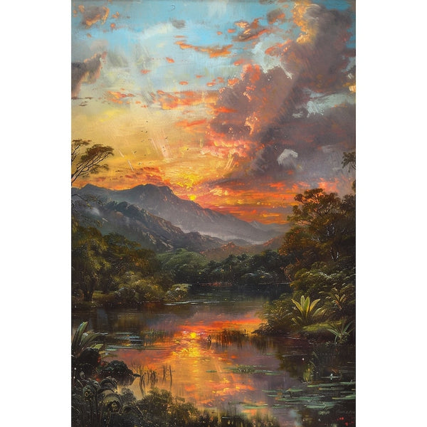 Peinture Ancienne Paysage, art mural décoration nature