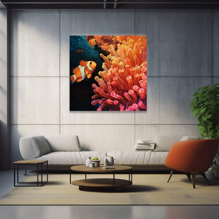 Peinture Anémones, art mural décoration nature