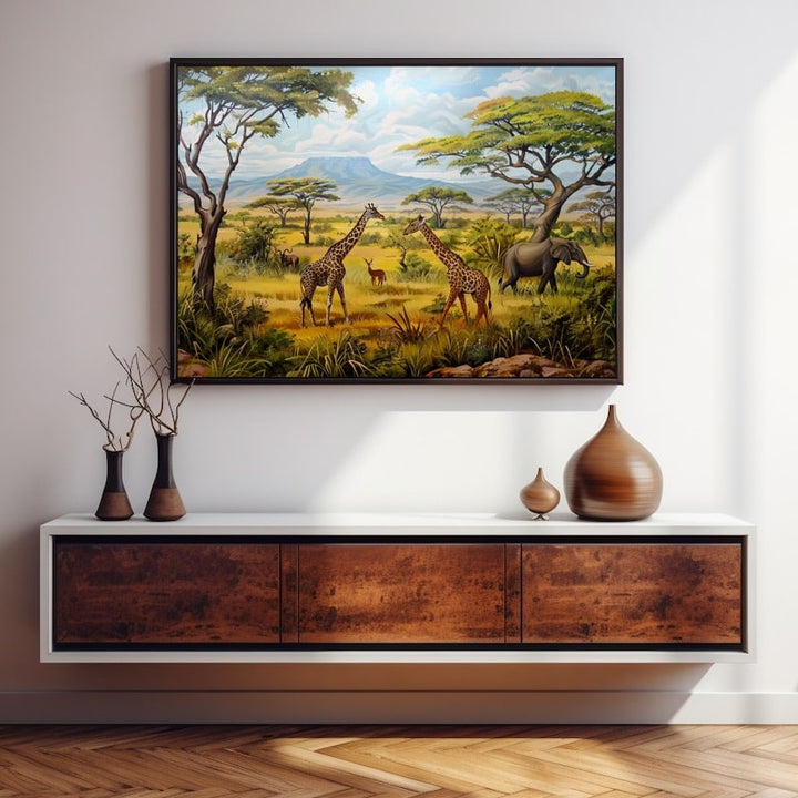 Peinture Animaux de la Savane, art mural décoration nature
