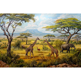 Peinture Animaux de la Savane, art mural décoration nature, vue 2