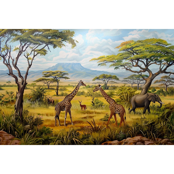 Peinture Animaux de la Savane, art mural décoration nature, vue 2