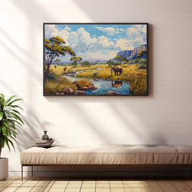 Peinture Savane Girafe à l'Aquarelle, art mural décoration nature