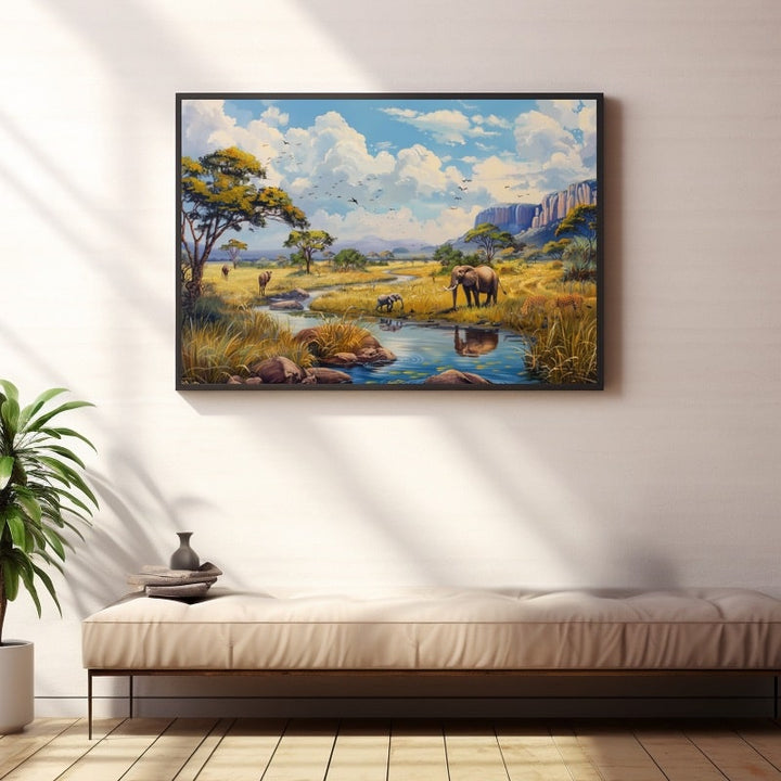 Peinture Savane Girafe à l'Aquarelle, art mural décoration nature