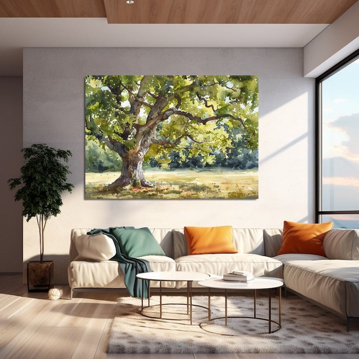 Peinture Aquarelle Arbre, art mural décoration nature