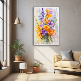 Peinture Aquarelle Bouquet de Fleurs, art mural décoration nature