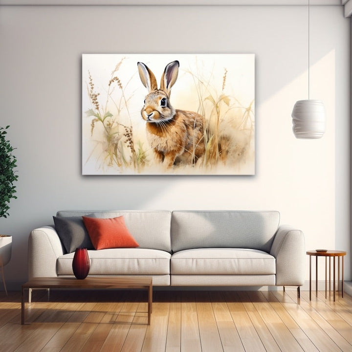 Peinture Aquarelle Lapin, art mural décoration nature