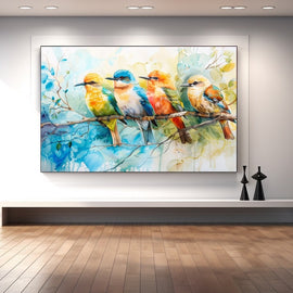 Peinture Aquarelle Oiseaux, art mural décoration nature