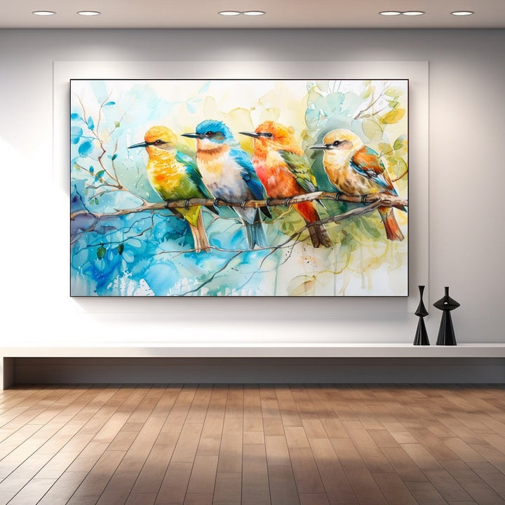 Peinture Aquarelle Oiseaux, art mural décoration nature