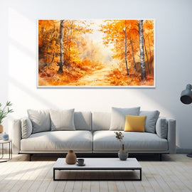 Peinture Aquarelle Paysage Automne, art mural décoration nature
