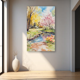 Peinture Aquarelle Printemps, art mural décoration nature