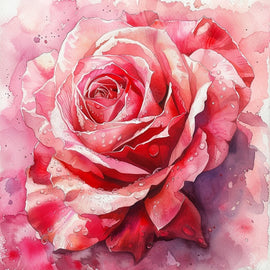 Peinture Aquarelle Rose, art mural décoration nature