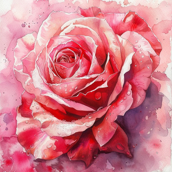 Peinture Aquarelle Rose, art mural décoration nature